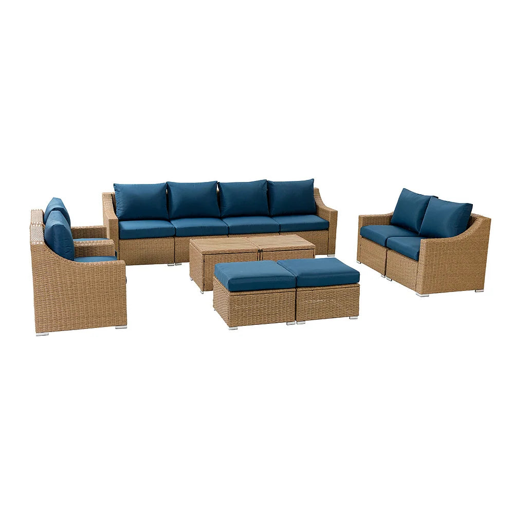 Prgos 12-piece Polyethylene Wicke rOutdoor Storage Seating Set with Cushions