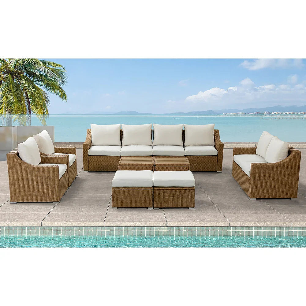 Prgos 12-piece Polyethylene Wicke rOutdoor Storage Seating Set with Cushions