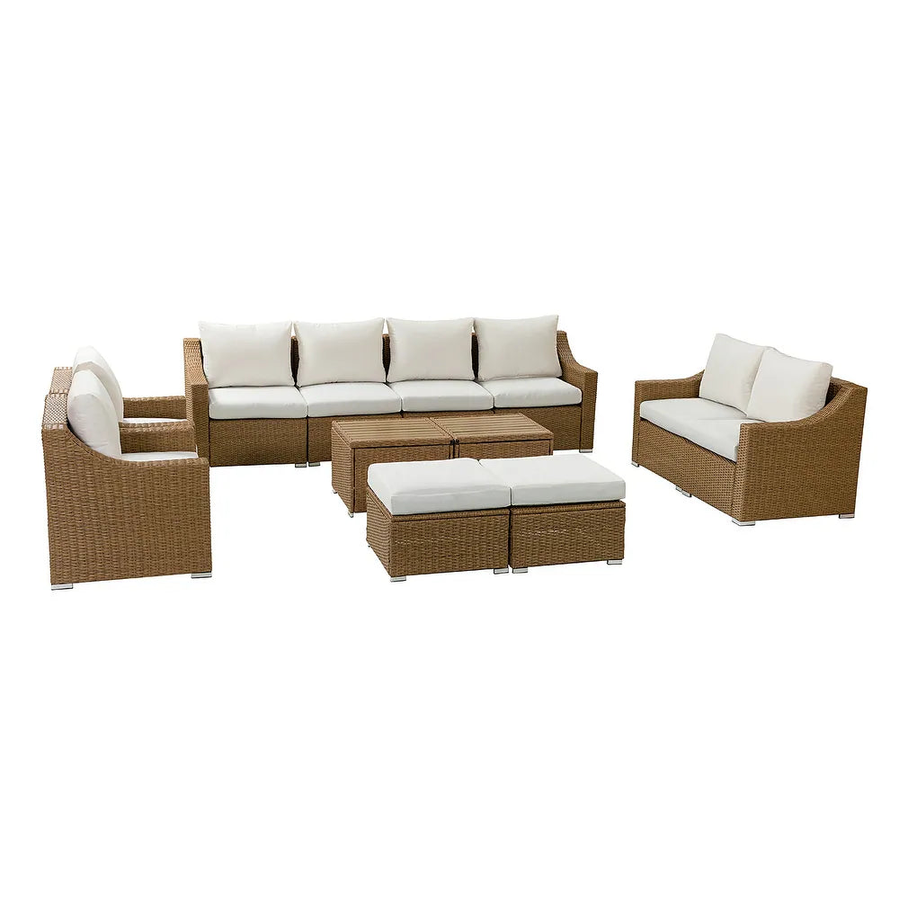 Prgos 12-piece Polyethylene Wicke rOutdoor Storage Seating Set with Cushions