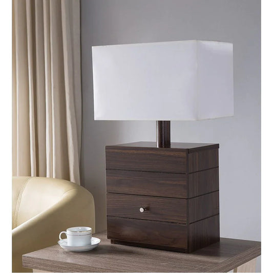 Q-Max Victorian Style Lamp Featuring a Rectangular Lamp Shade and One Drawer