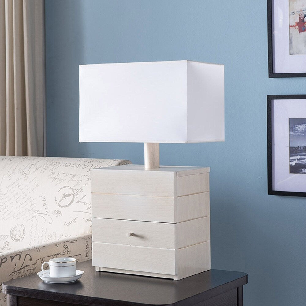 Q-Max Victorian Style Lamp Featuring a Rectangular Lamp Shade and One Drawer