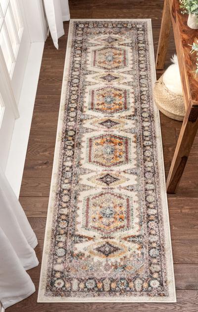 Roswell Bohemian Eclectic Aztec Beige Rug