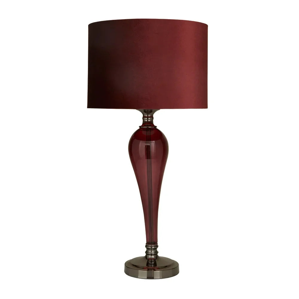 Red Velvet Glam Table Lamp - 13 x 13 x 27