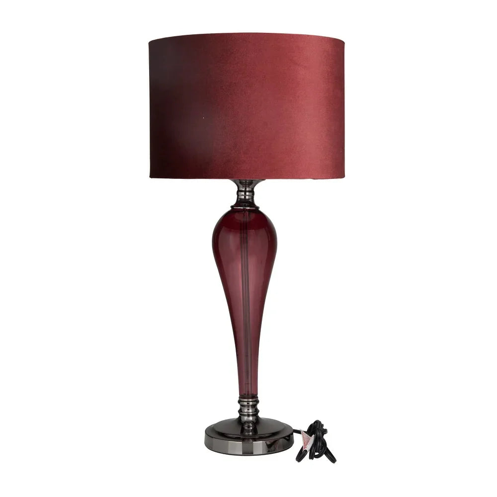 Red Velvet Glam Table Lamp - 13 x 13 x 27