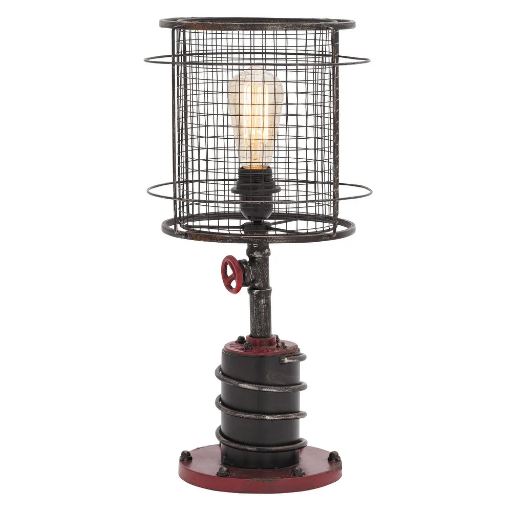 Red and Black Iron Industrial Accent Lamp (Set of 2)