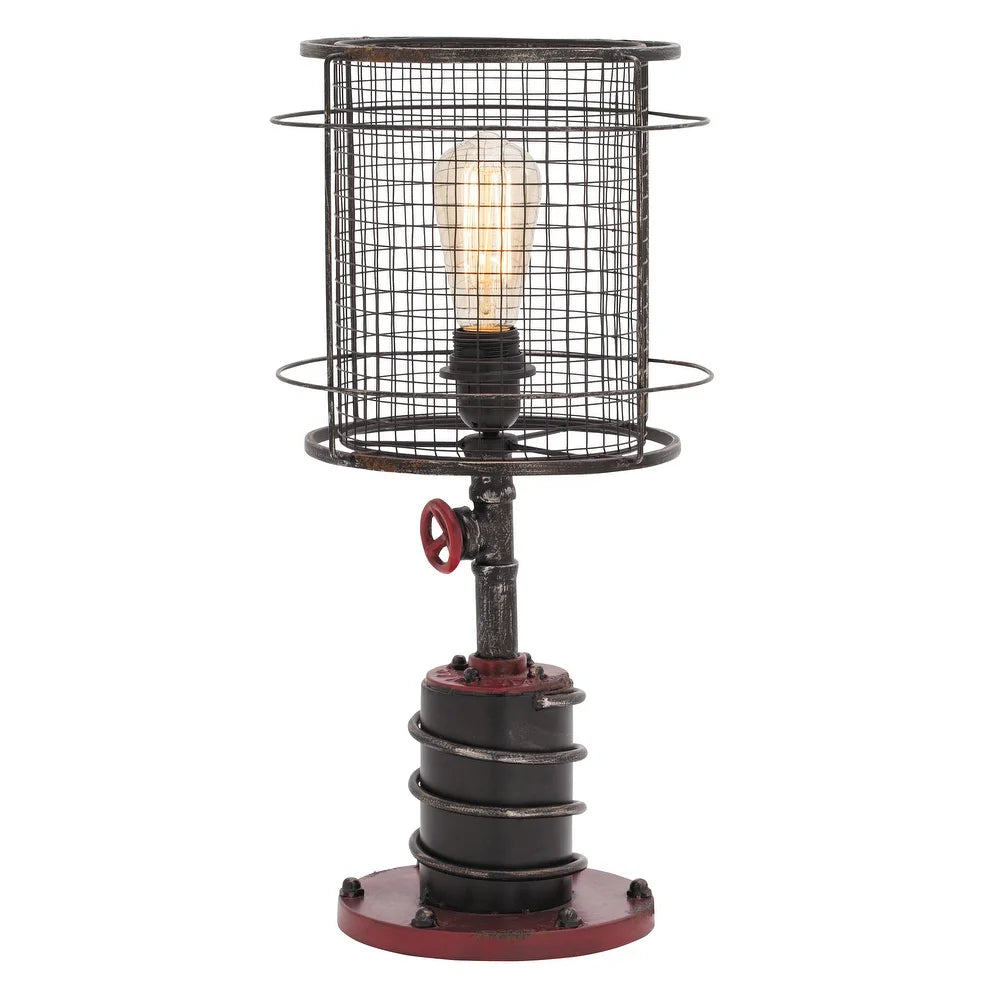 Red and Black Iron Industrial Accent Lamp (Set of 2)