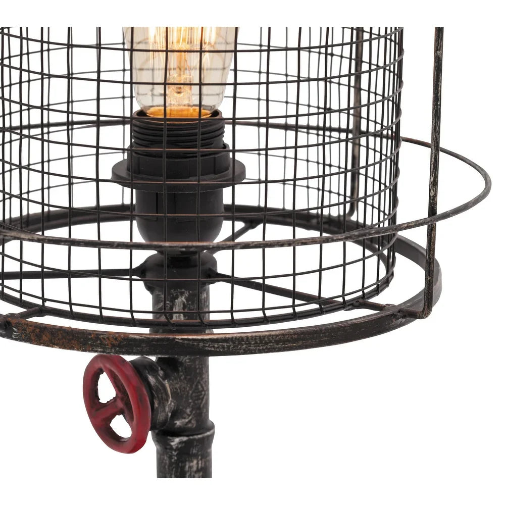Red and Black Iron Industrial Accent Lamp (Set of 2)
