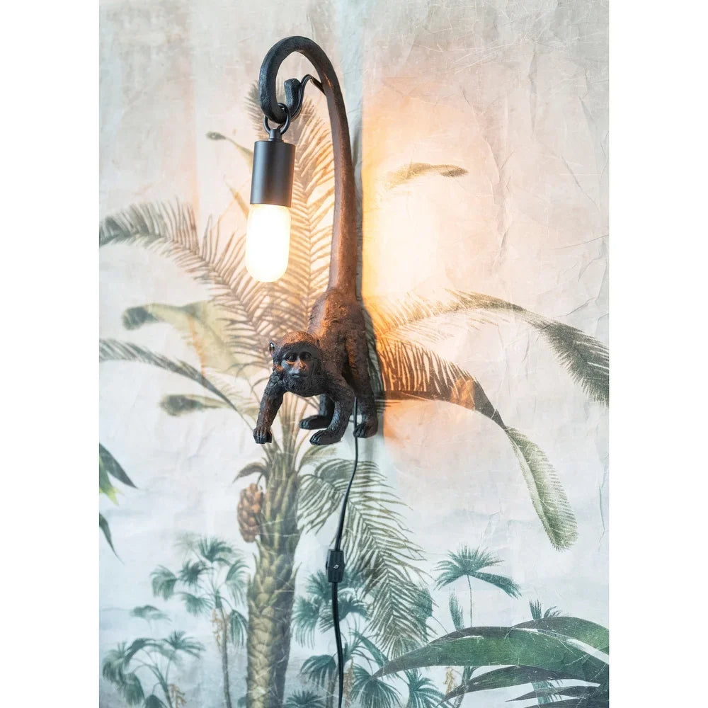 Resin Monkey Wall Sconce/Table Lamp with Inline Switch