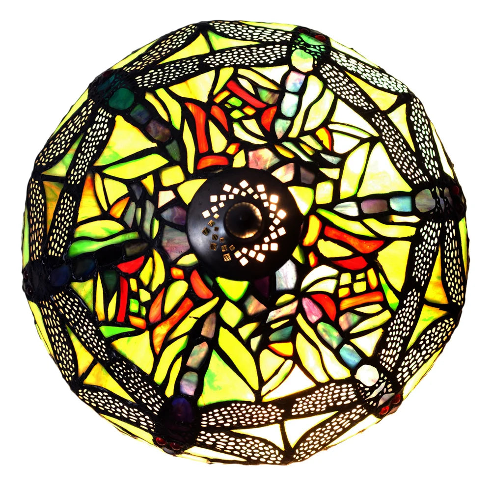 Copper Grove Carnach 10-inch Stained Glass Mini Dragonfly Lamp - 10"L x 10"W x 10.5"H