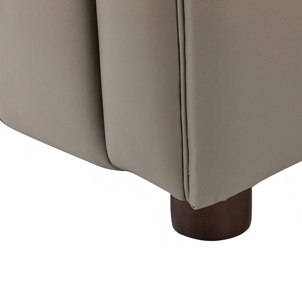 Olinto Modern Camel 83-inch Genuine Leather Curved Couch with Channel-tufted Back