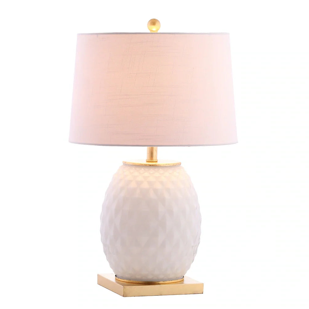 Ronald 25.5" LED Glass/Metal Table Lamp, White/Gold Leaf