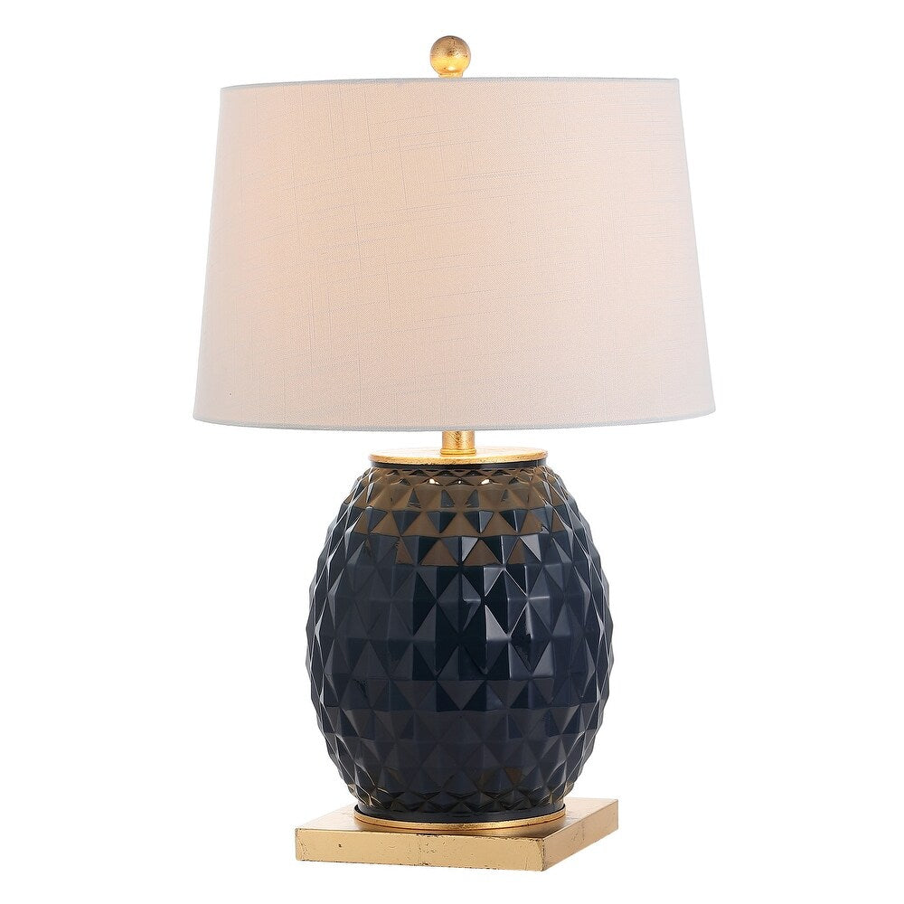 Ronald 25.5" LED Glass/Metal Table Lamp, White/Gold Leaf