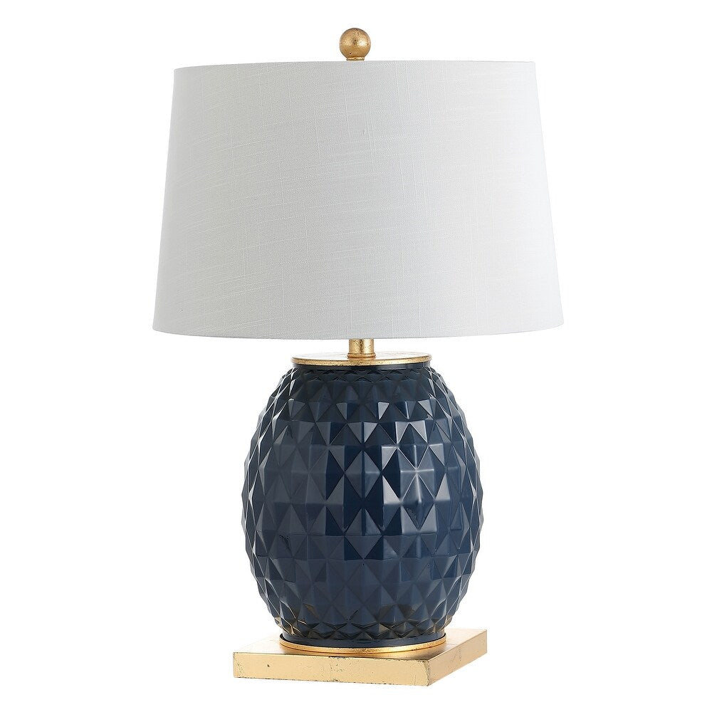 Ronald 25.5" LED Glass/Metal Table Lamp, White/Gold Leaf