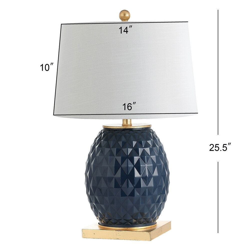 Ronald 25.5" LED Glass/Metal Table Lamp, White/Gold Leaf