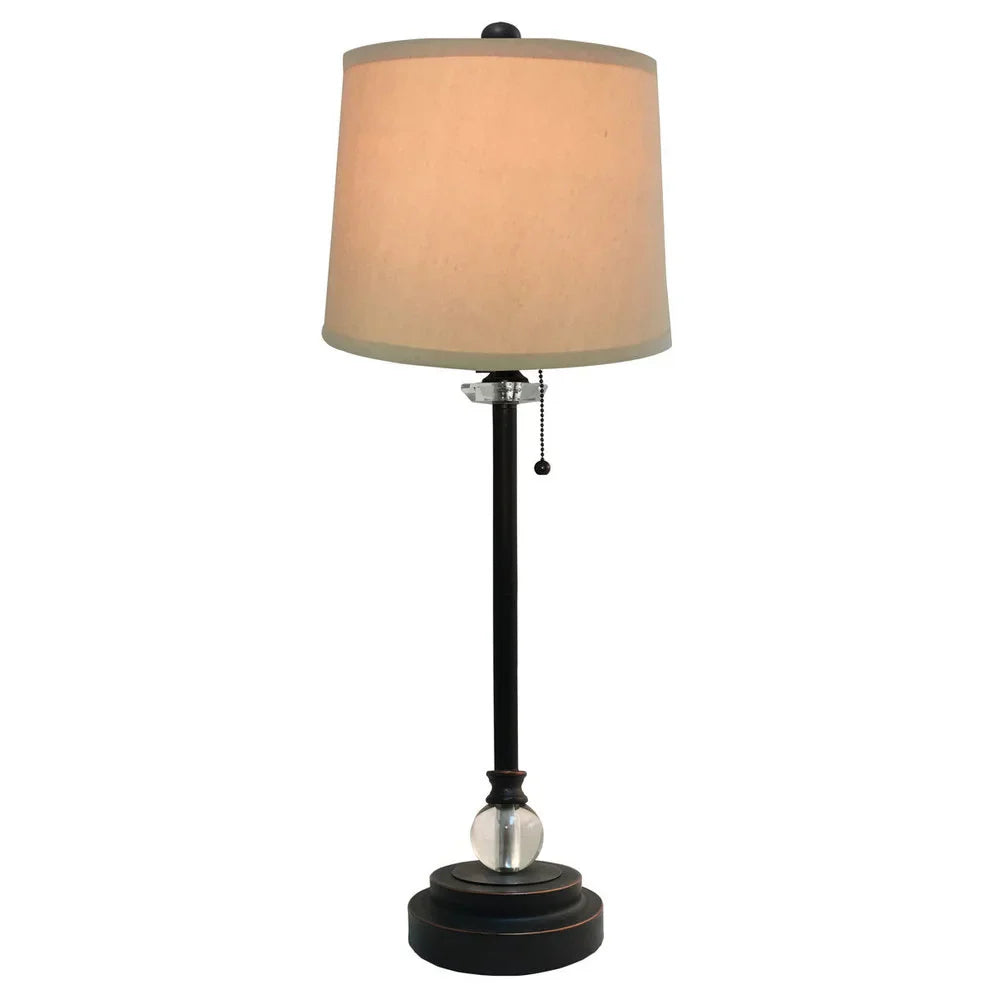 Royal Designs Set of 2 Buffet Lamps in Oil Rub Bronze with Linen Beige Hard Back Lamp Shades - 27" Tall