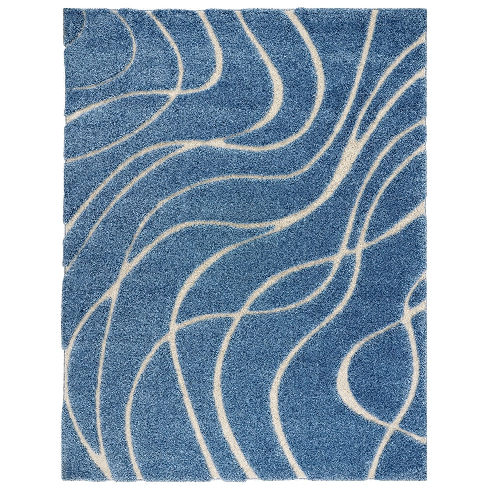 Florida Shag Sigtraud Abstract Waves Thick Soft Area Rug