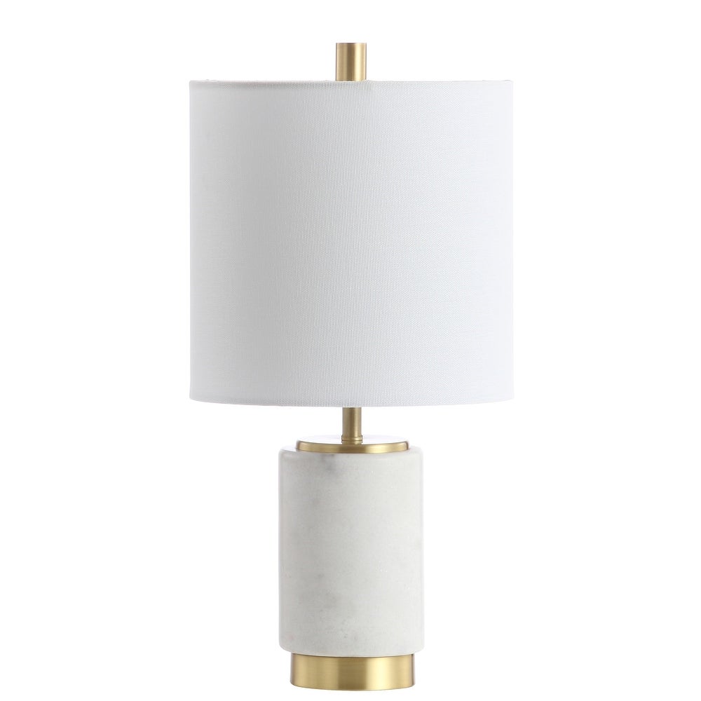 Lighting 16" Davion Table Lamp White Brass Gold - 8"x8"x16"