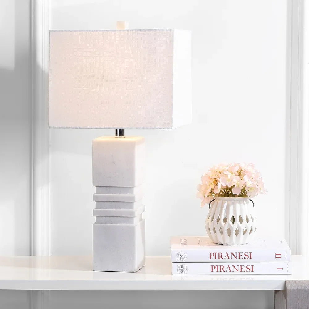 Lighting 27-inch Faye Marble LED Table Lamp - 13"x13"x27"