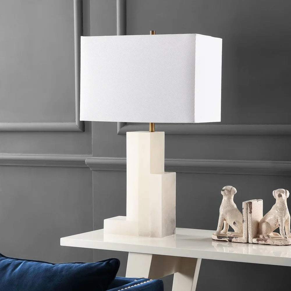 Lighting 28-inch Cora White Marble LED Table Lamp - 17"x9.5"x27.75"