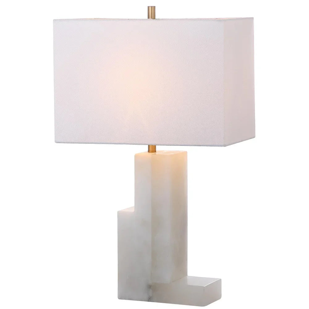 Lighting 28-inch Cora White Marble LED Table Lamp - 17"x9.5"x27.75"