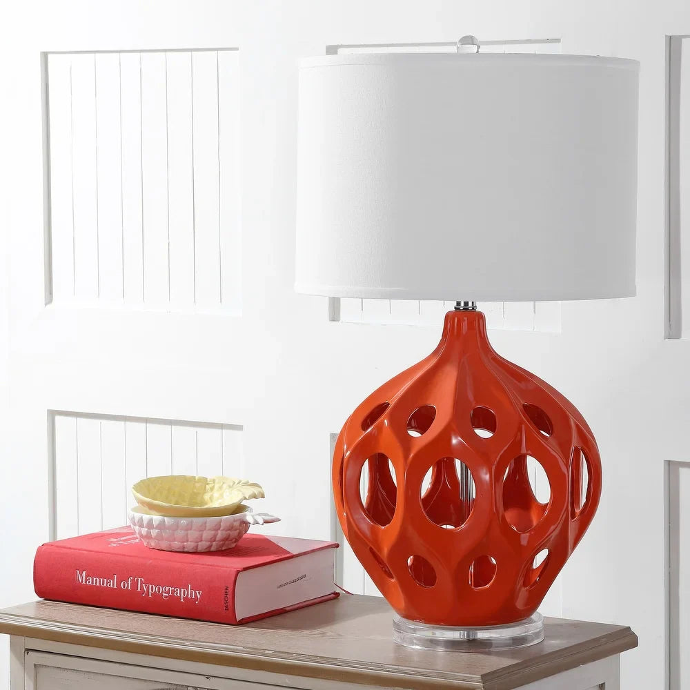 Lighting 29-inch Orange Regina Ceramic Table Lamp - 16"x16"x29"