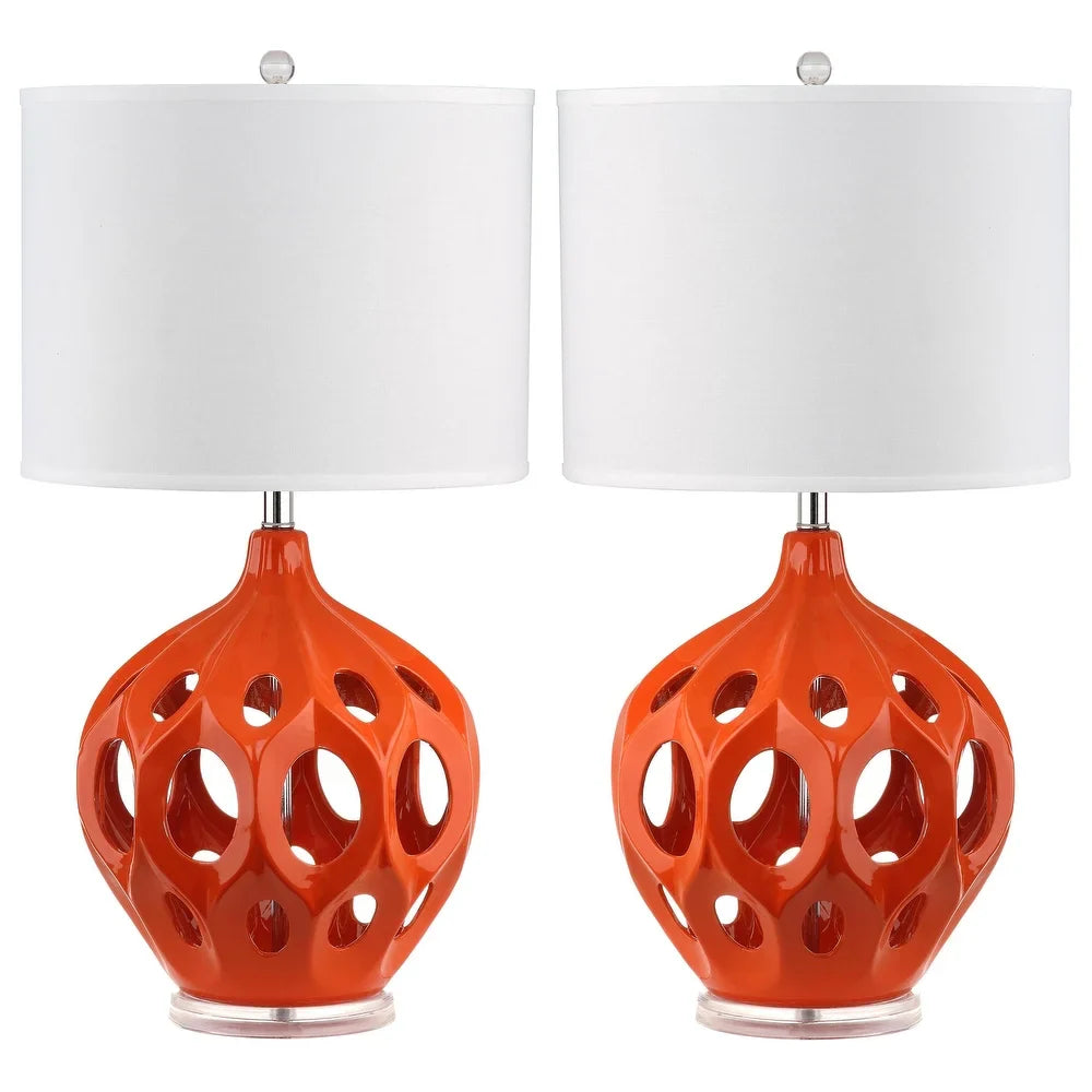 Lighting 29-inch Orange Regina Ceramic Table Lamp - 16"x16"x29"
