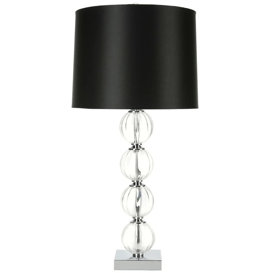 Lighting 30-inch Amanda Black Crystal Glass Globe Table Lamp - 15"x15"x31"