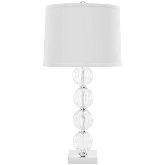 Lighting 30-inch Amanda White Crystal Glass Globe Table Lamp - 15"x15"x31"