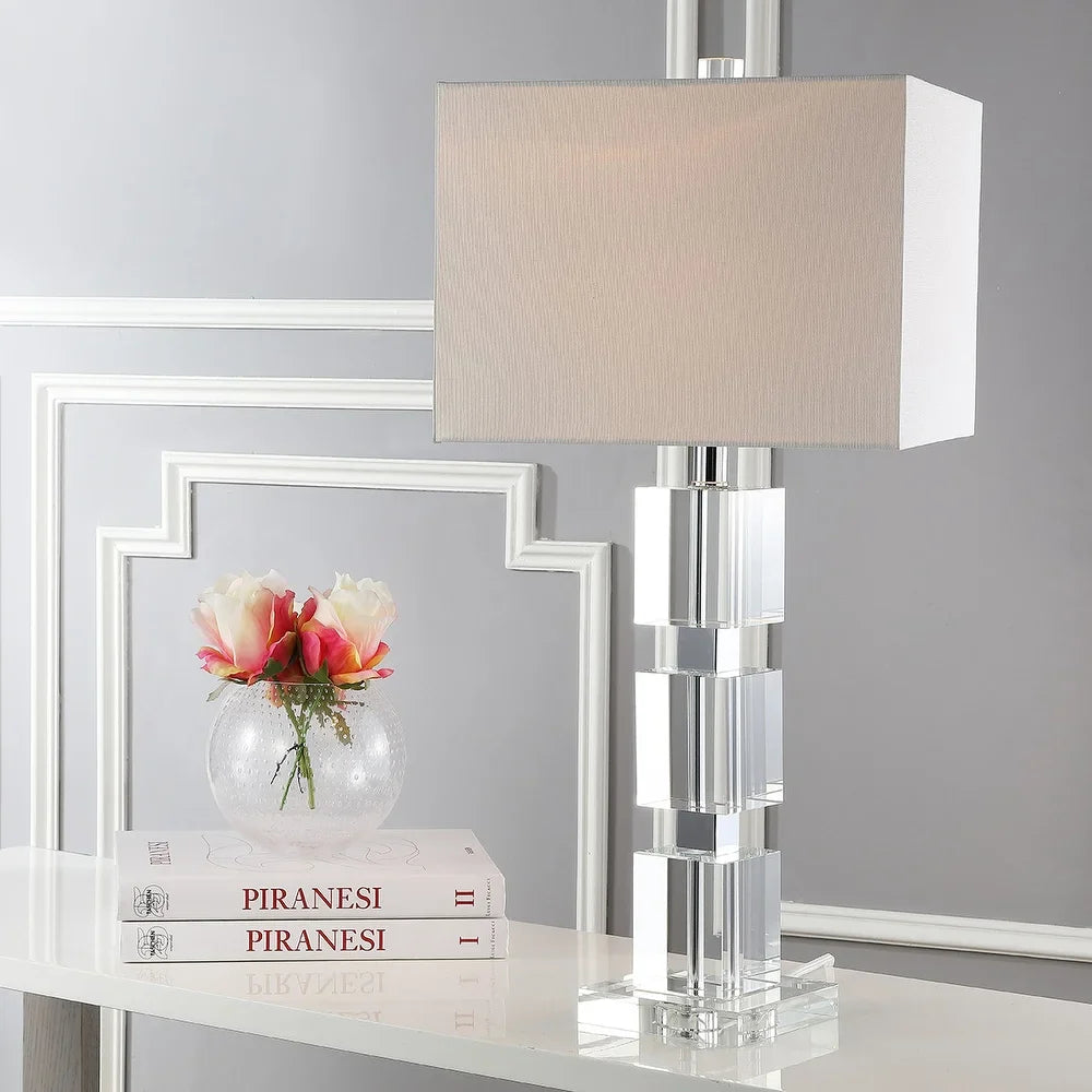 Lighting Palace Crystal Stacked Cube 28-inch Table Lamp - 13"x13"x28"