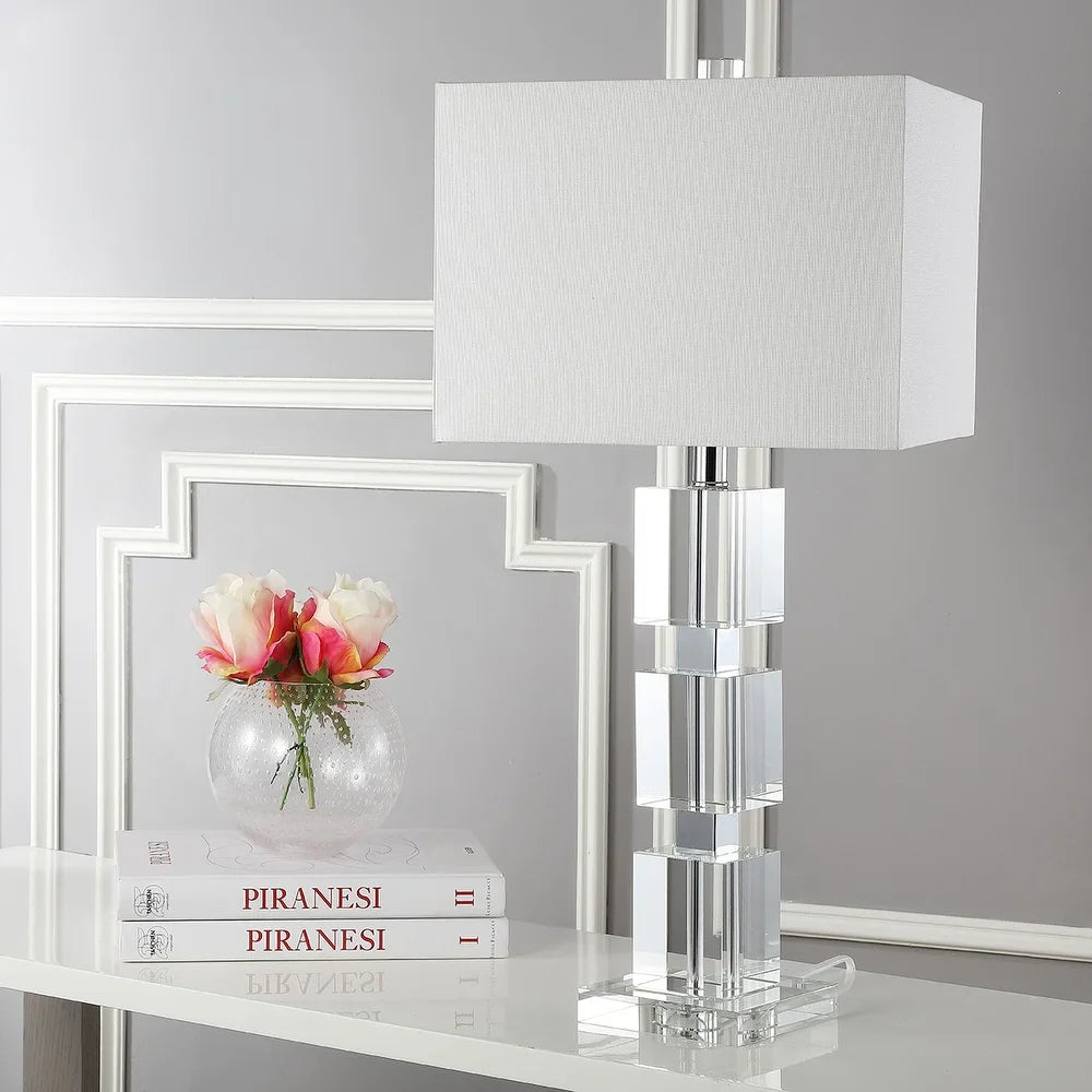 Lighting Palace Crystal Stacked Cube 28-inch Table Lamp - 13"x13"x28"