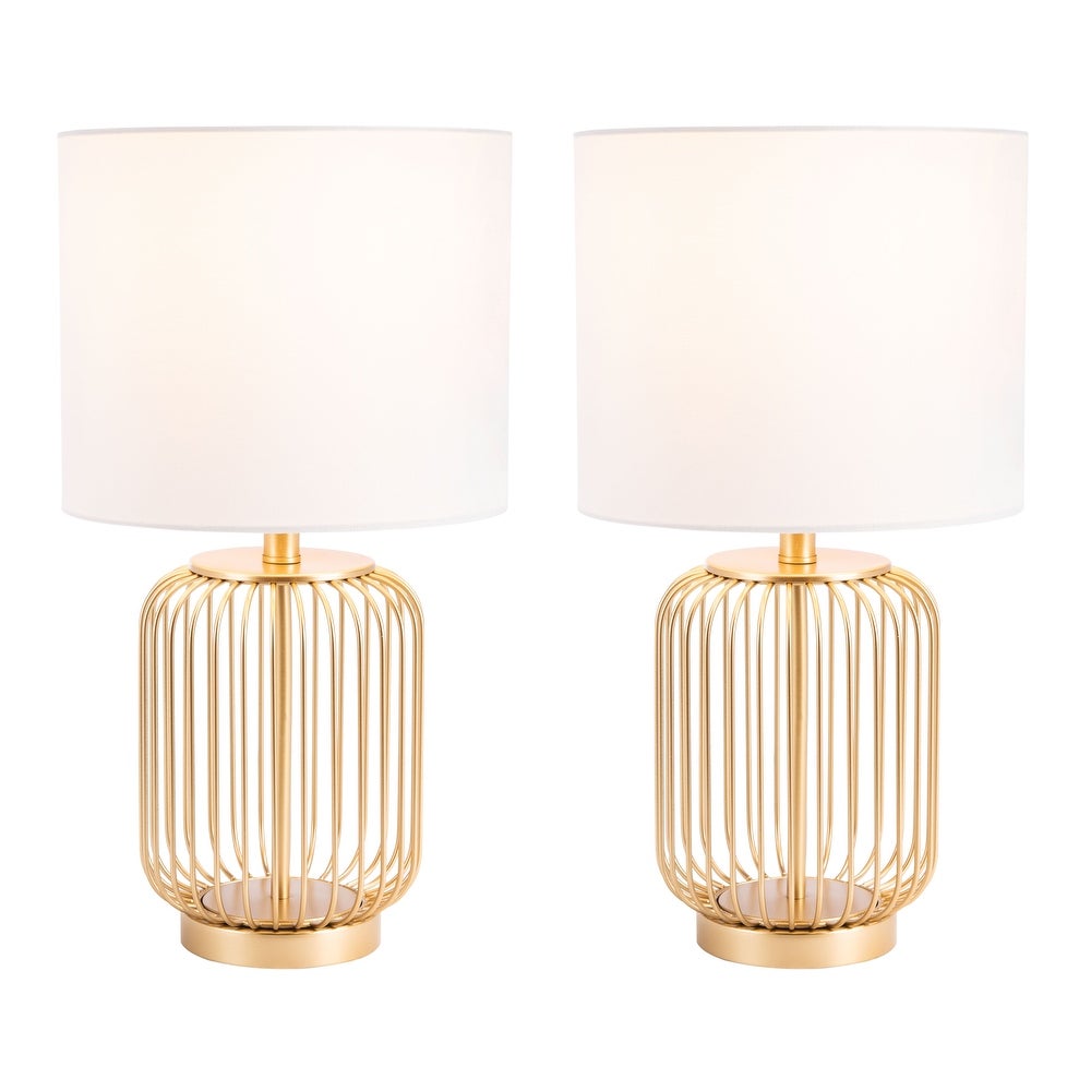 Portlia 21-inch Cage LED Table Lamp (Set of 2) - 11.8" W x 11.8" L x 21.3" H