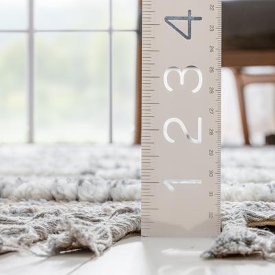 Tribal Geometric Pattern Ivory High-Low Textured Soft Area Rug