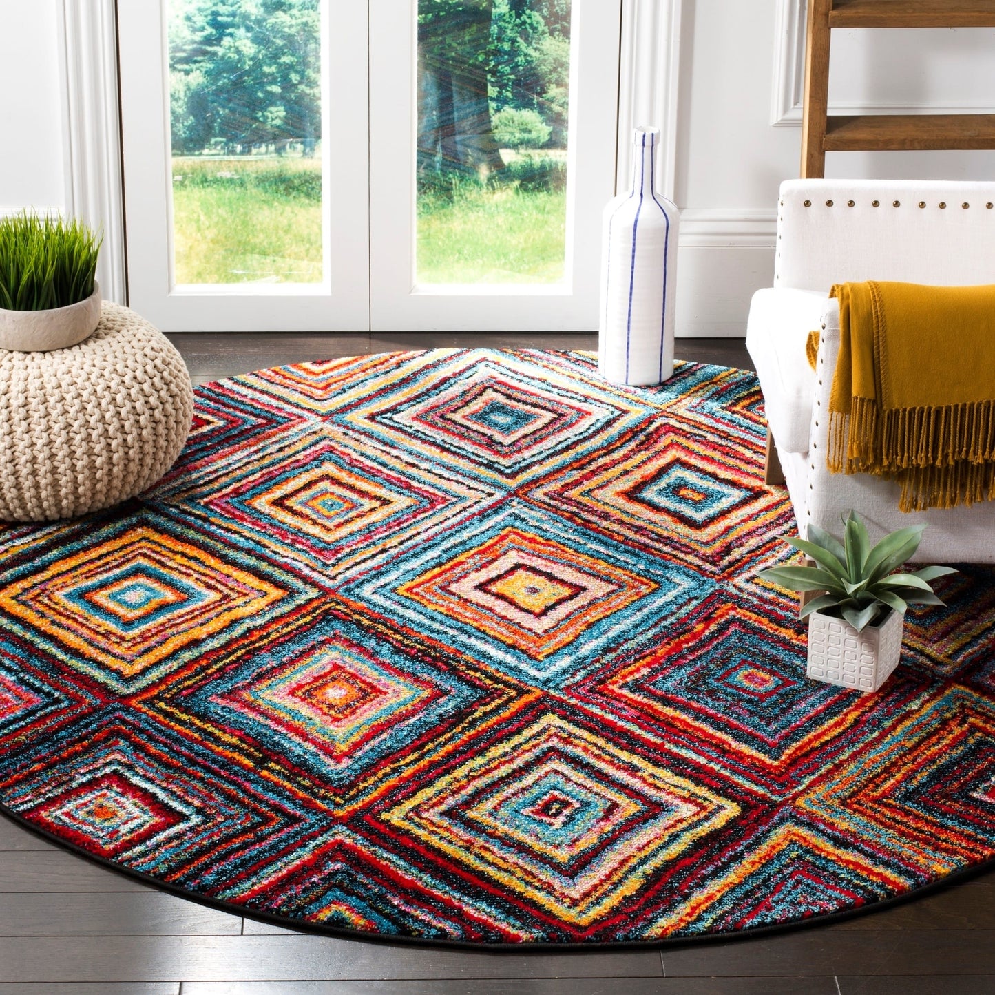 Abstract Multi-color Diamond Pattern Area Rug