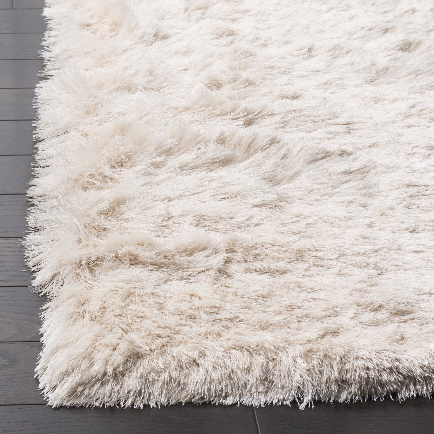 Premium Handmade Silken Ivory Plush Shag Area Rug