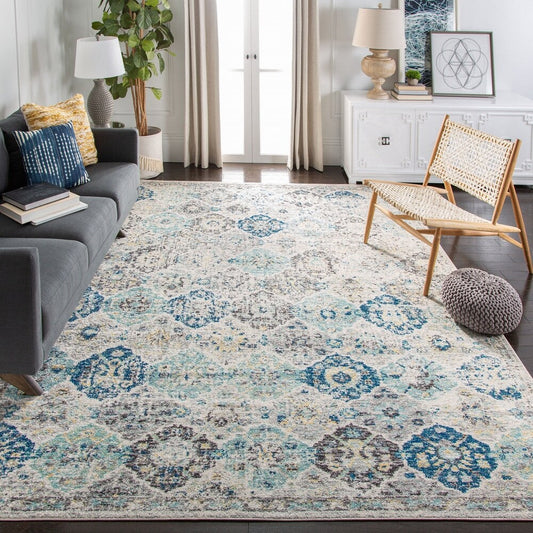 Vintage Ivory Aqua Soft Area Rugs