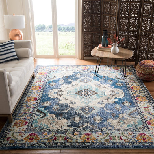 Distressed Navy Light Blue Soft Area Rug