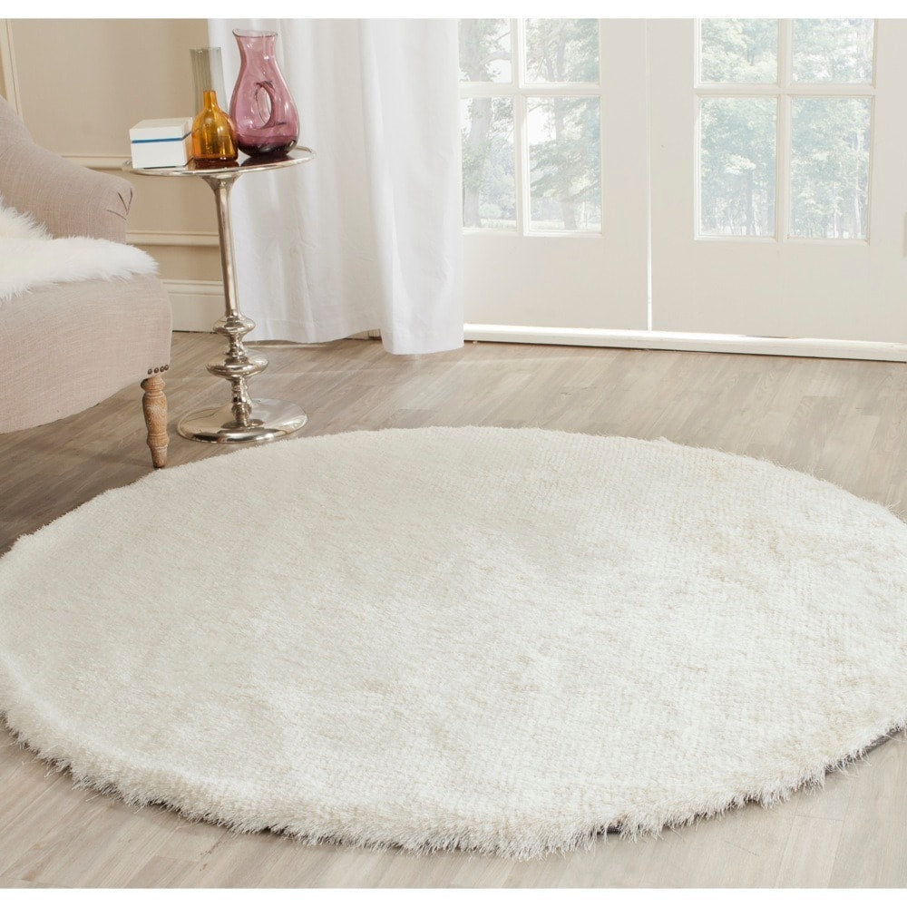 Premium Handmade Silken Ivory Plush Shag Area Rug