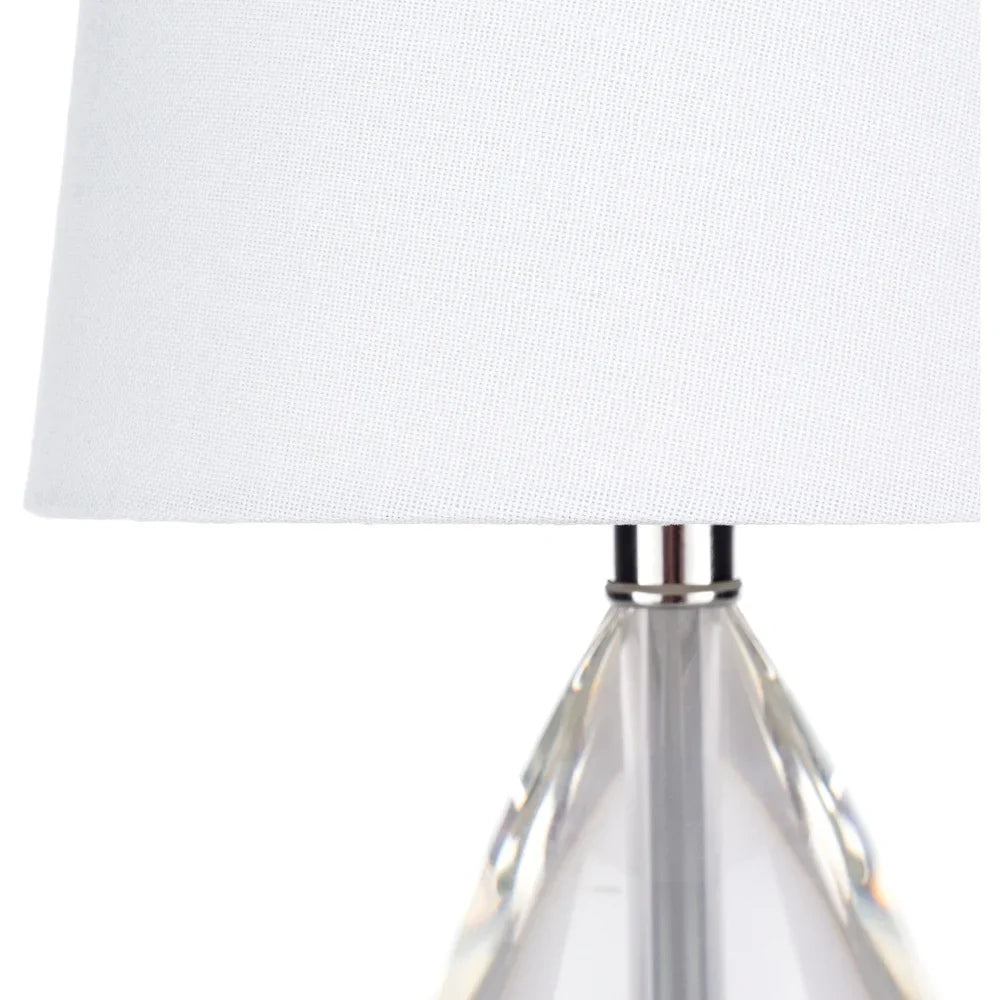 Salome Table Lamp with Grey/Clear Base and White Shade