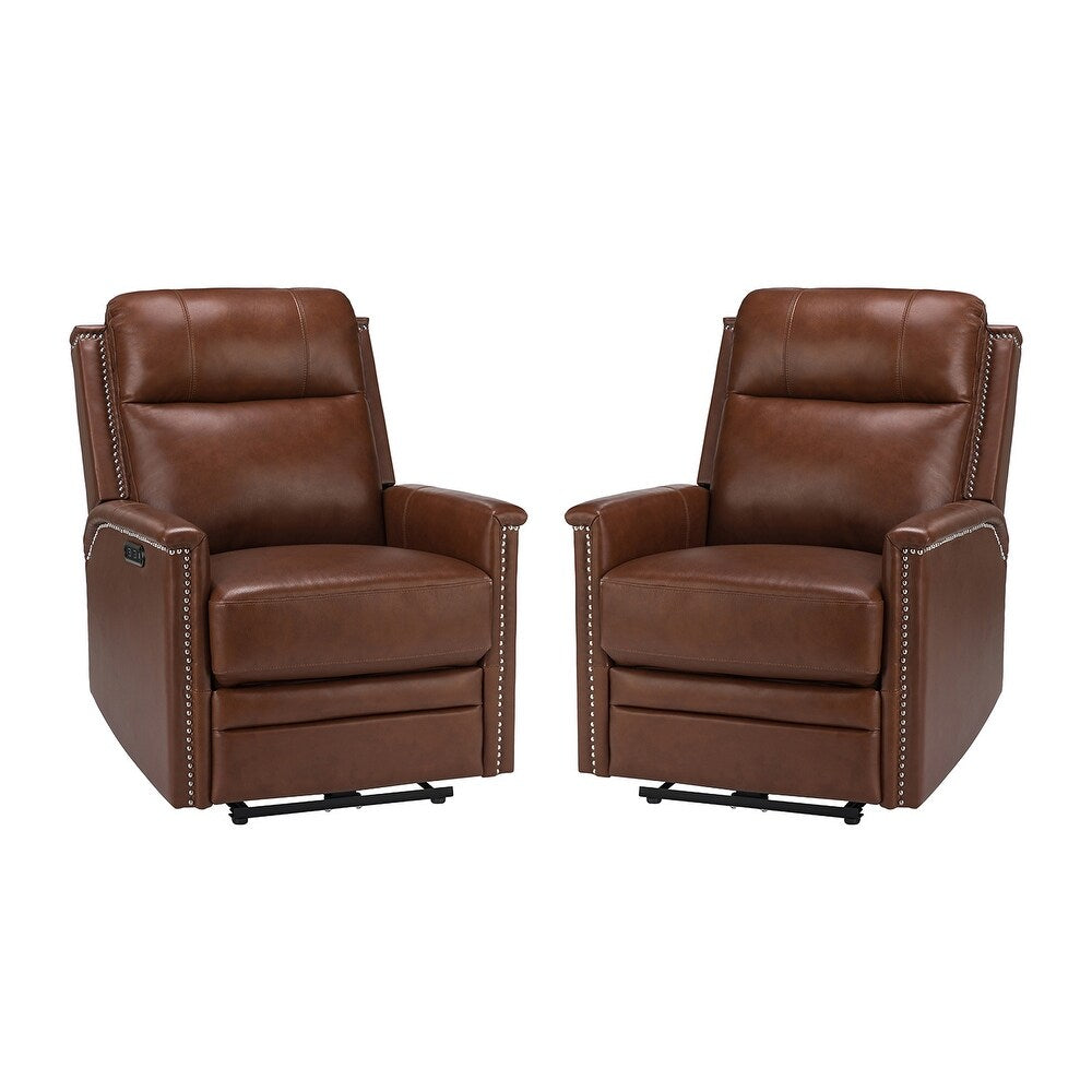 Salvador Transitional Genuine Leather Recliner Set of 2