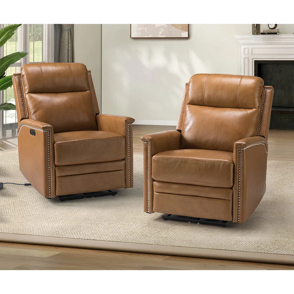 Salvador Transitional Genuine Leather Recliner Set of 2