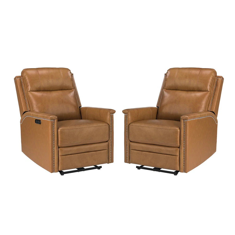 Salvador Transitional Genuine Leather Recliner Set of 2