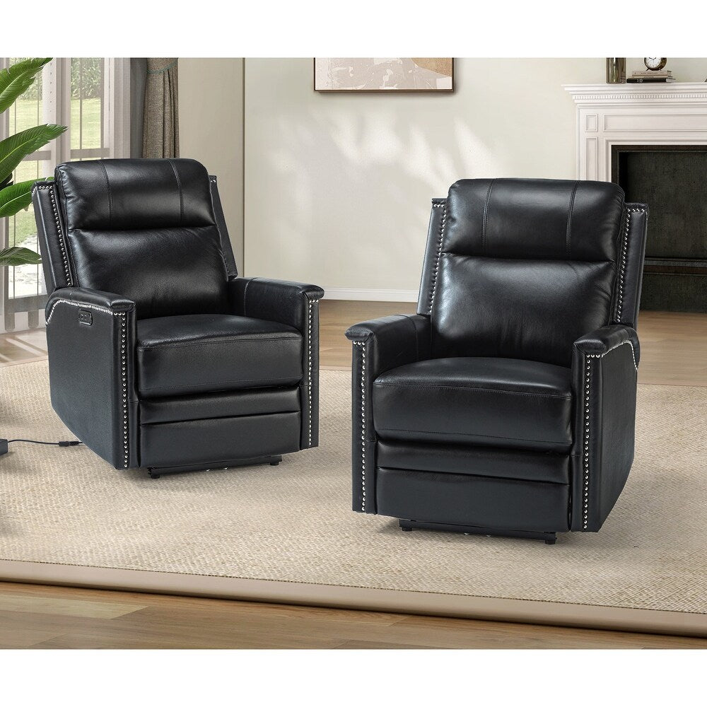 Salvador Transitional Genuine Leather Recliner Set of 2