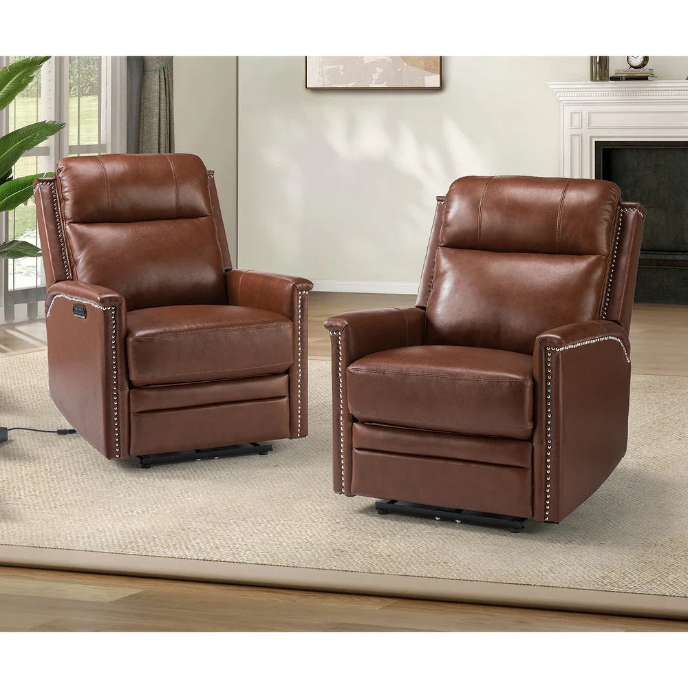 Salvador Transitional Genuine Leather Recliner Set of 2