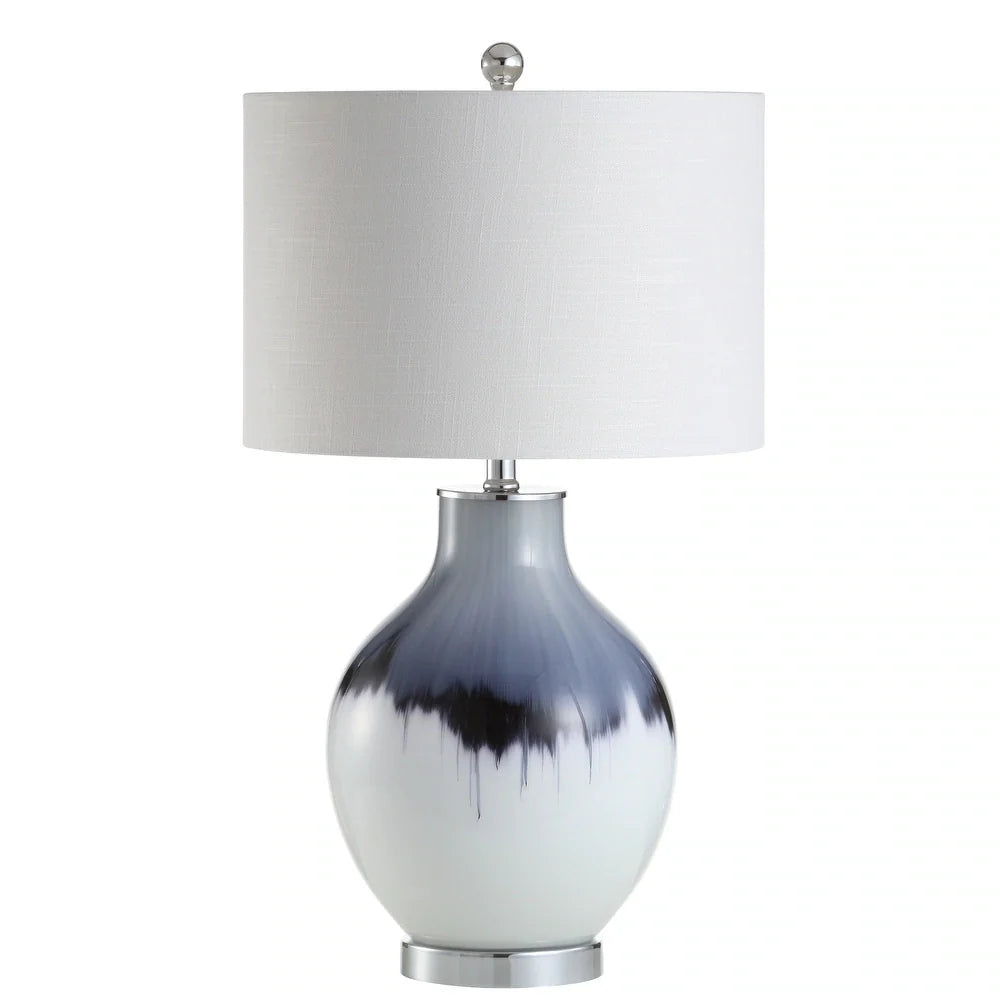 Sasha 27" Glass/Metal LED Table Lamp, Blue/White