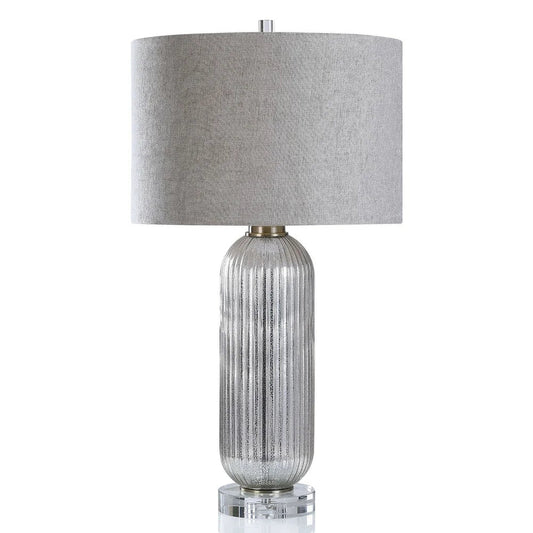 Sawyer Table Lamp - Mercury Finish On Glass Body With Crystal Base - 20"L x 20"W x 36.5"H