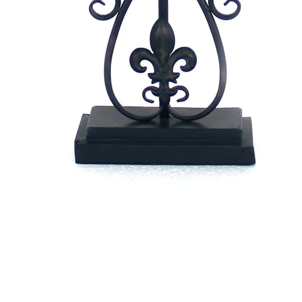 Scroll Design Metal Table Lamp with Rectangular Tier Base, Black