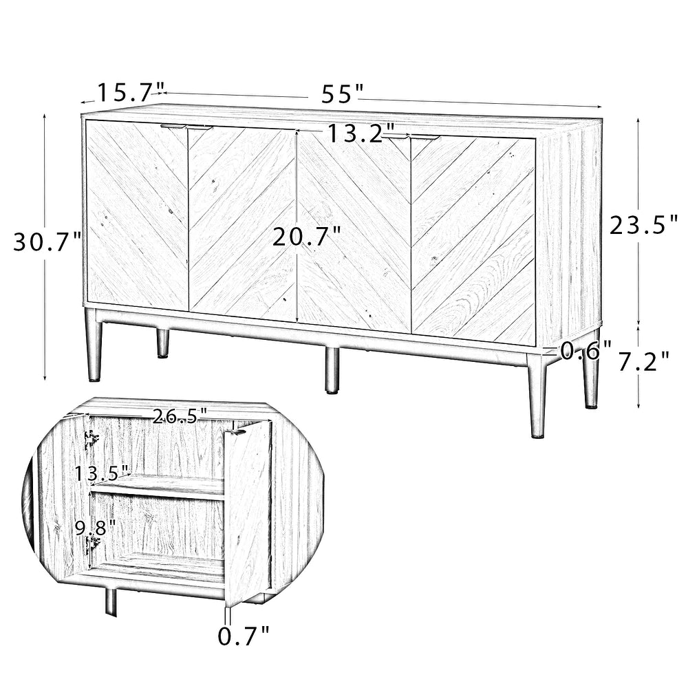 Senin Multifunctional Sideboard with Storage with 4 Doors
