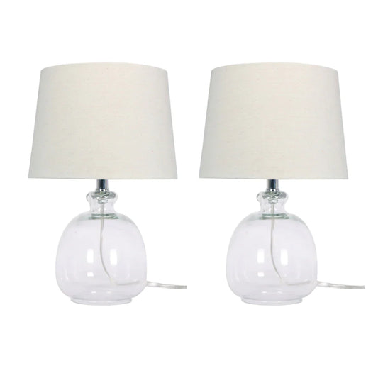 Set of 2 17" Glass Table Lamps, Clear 17"H - 8.0" x 8.0" x 17.0"