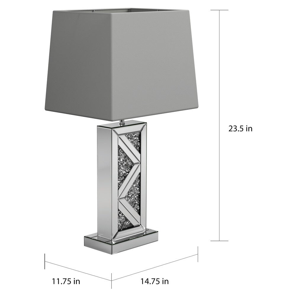 Silver Orchid Aasen Silver and White Geometric Table Lamp