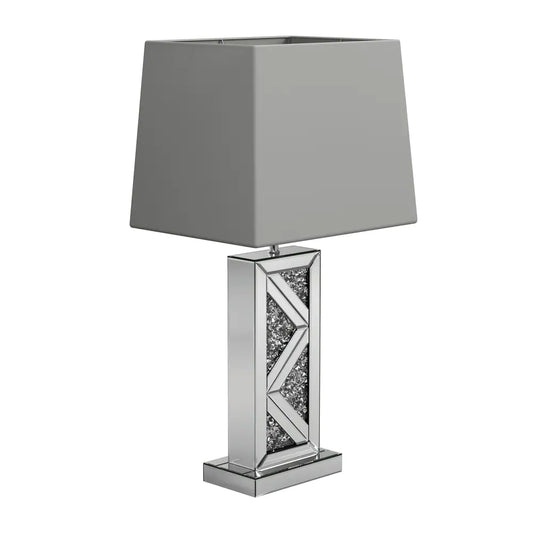 Silver Orchid Aasen Silver and White Geometric Table Lamp